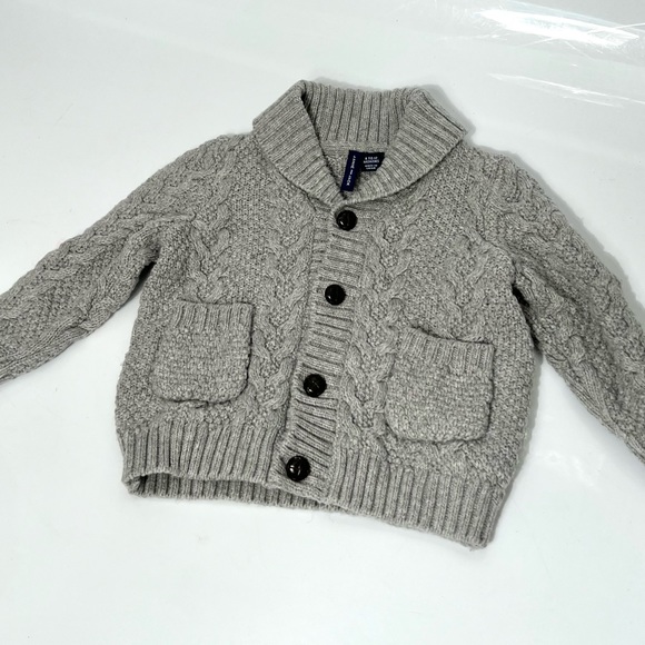 Janie and Jack Baby Cable Shaw Collar Knit Cardigan Gray Size 6-12 Mos - Picture 12 of 12